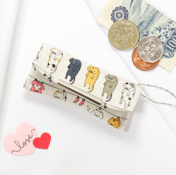 小さなコインケース マルチミニケース 洗濯ねこ 干された猫【受注生産  