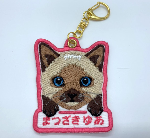 ネコちゃん　ワンちゃん　犬猫　キーホルダー　刺しゅうワッペン　ネームワッペン　アイロン　オリジナルハンドメイド品 8 1枚目の画像