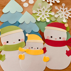 小さな壁面飾り【ゆきやこんこ】雪だるま 雪の結晶 冬木立 1月 2月