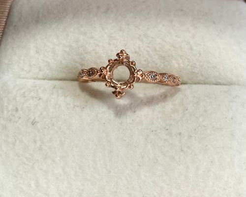 リング空枠 ティアラ ラウンド5 ローズゴールド 指輪・リング