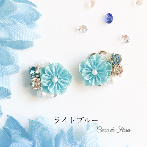 no.686 ブルー　ピアス　イヤリング　和風　つまみ細工　着物 20040578_9.jpg