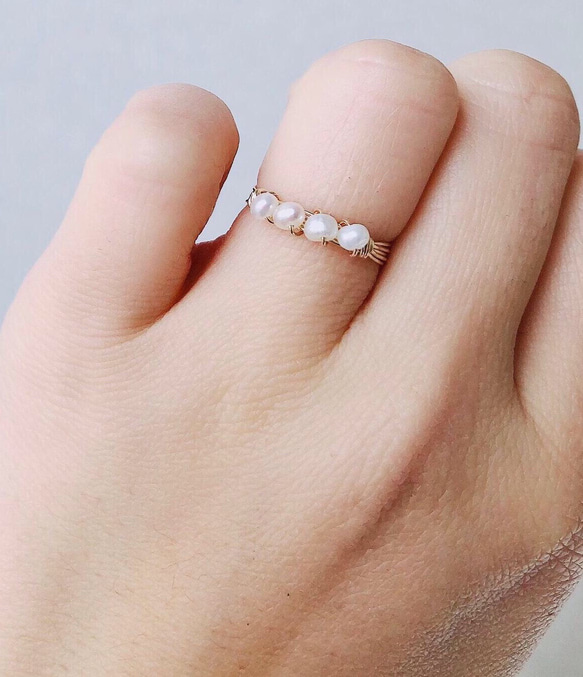 14KGF淡水パールワイヤーリング✨淡水パールリング