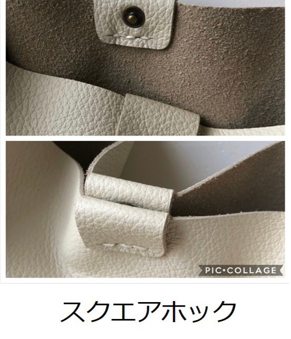 本革トートバッグL：黒薔薇　シンプル軽量 7枚目の画像