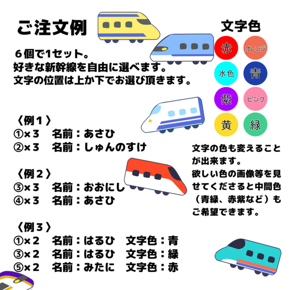 【＊絵柄追加＊】ミニミニ新幹線　名入れ　ボタン（名前入りボタン） 6枚目の画像