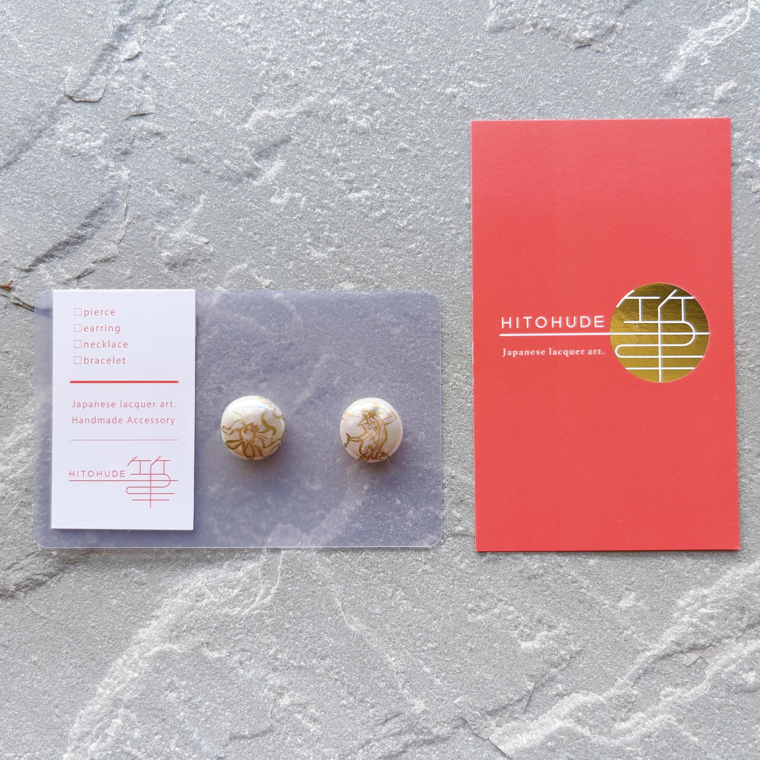 鳥獣戯画の蒔絵パールピアス/イヤリング