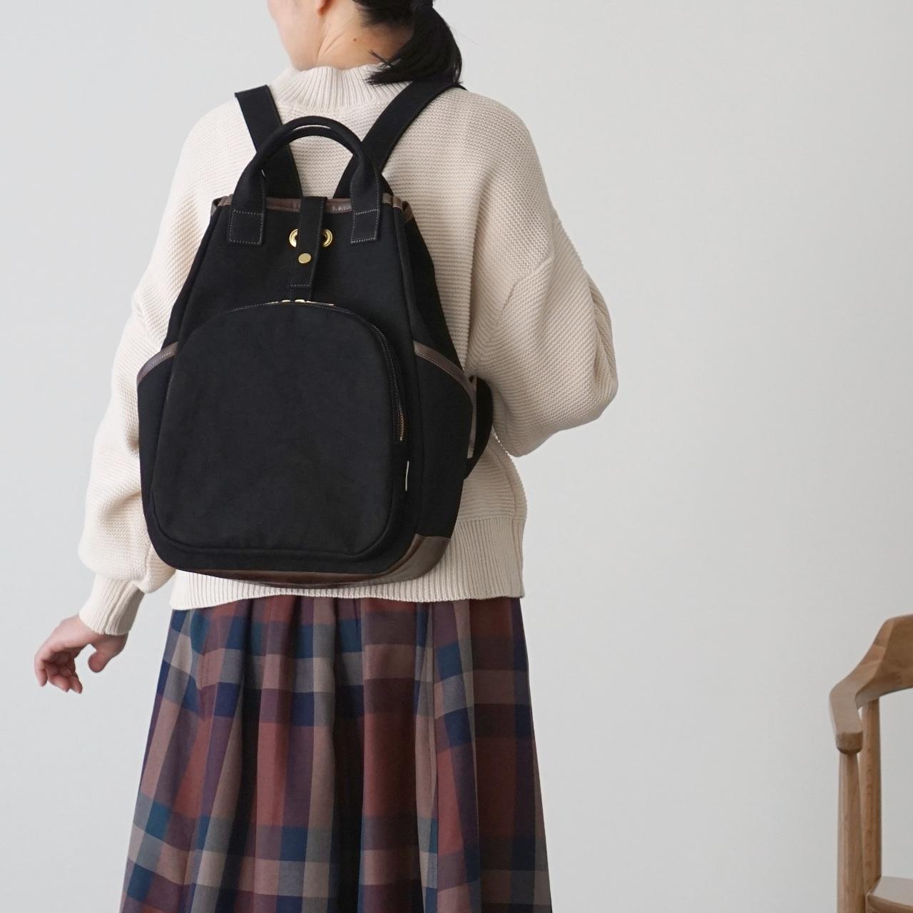 バゲット / ブラック 【10ポケット】【2way】【受注制作】 帆布バッグ