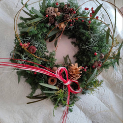 クリスマスリース　お正月リース　節分リース　冬リース　ドライフラワーリース クリスマス お正月 節分 冬 リース キャンドル リース