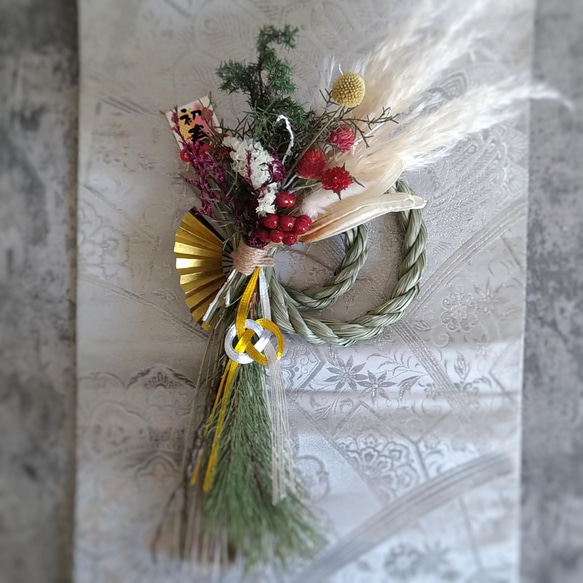 2wayしめ縄　しめなわ　しめ縄飾り　ナチュラル 2wayしめ縄 しめなわ しめ縄飾り ナチュラル ナチュラルな洋風しめ縄