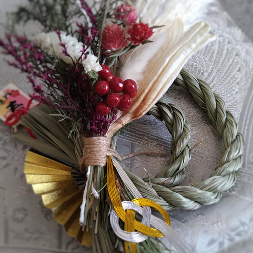 しめ縄スワッグ　専用 しめ縄飾り2024 ドライフラワースワッグ パンパスグラス | la vonde