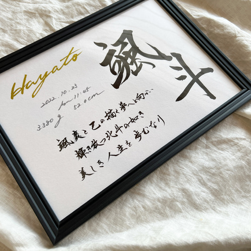 書っぷkasui】由来入り命名書「この名を君に」A4額付Ver. 送料