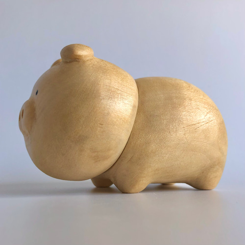 木彫り　豚 ようじが出る木彫りのブタ〈横〉 その他置物 ケージー工房 通販