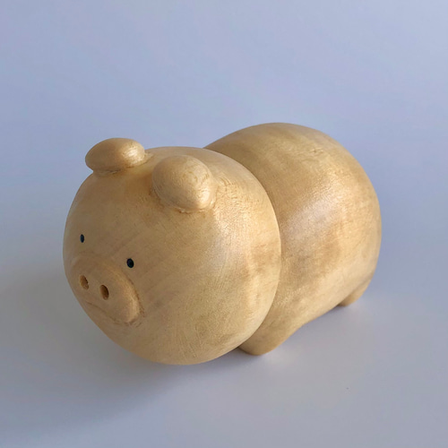 木彫り　ブタちゃん ようじが出る木彫りのブタ〈横〉 その他置物 ケージー工房 通販