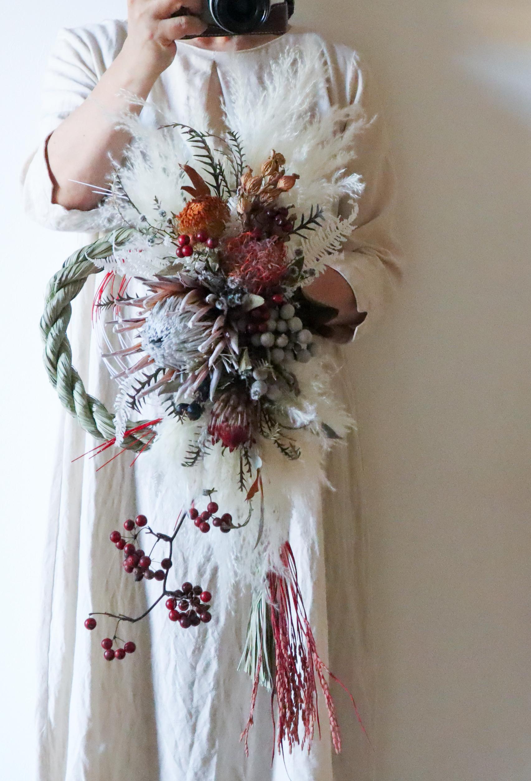 豪華＊キングプロテア 2way 分離型 ドライフラワー お正月飾り しめ縄