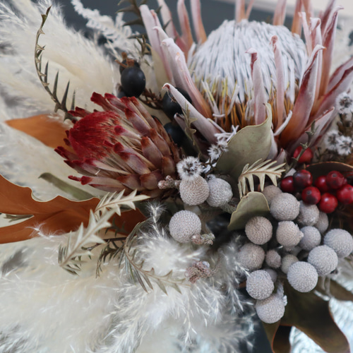 豪華＊キングプロテア 2way 分離型 ドライフラワー お正月飾り しめ縄  