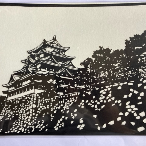 城」～ハンドメイド切り絵の下絵 ポストカードサイズ