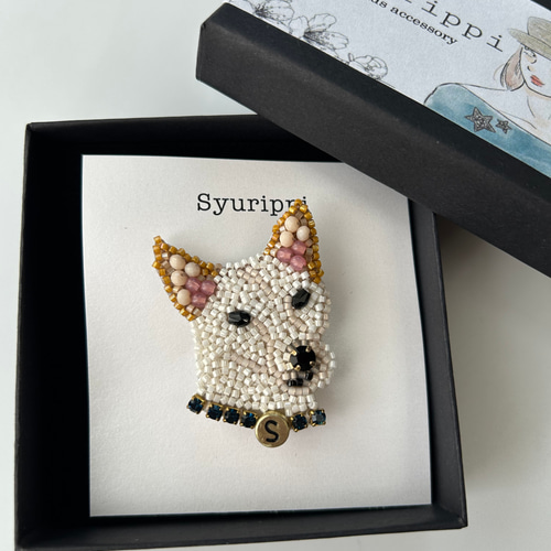 My Dog collection☆うちの子ビーズ刺繍ブローチ ブローチ beads