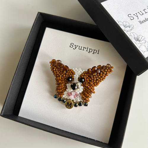 My Dog collection☆うちの子ビーズ刺繍ブローチ ブローチ beads