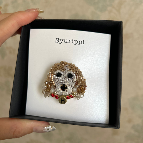 My Dog collection☆うちの子ビーズ刺繍ブローチ ブローチ beads