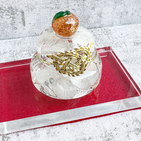 レジンで作った小さな鏡餅　紫陽花　お正月飾り　水引　ハーバリウム　選べるカラー　花　本物のお花　ギフトラッピング無料 17枚目の画像