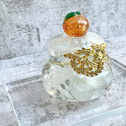 レジンで作った小さな鏡餅　紫陽花　お正月飾り　水引　ハーバリウム　選べるカラー　花　本物のお花　ギフトラッピング無料 3枚目の画像