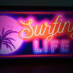 アメリカン サーフィン ライフ ヤシの木 ハワイ カフェ ビーチ サイン 看板 置物 雑貨 LED2wayライトBOX 2枚目の画像