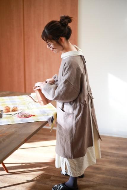 10年割烹着（麻100%生地）※期間限定6色から
