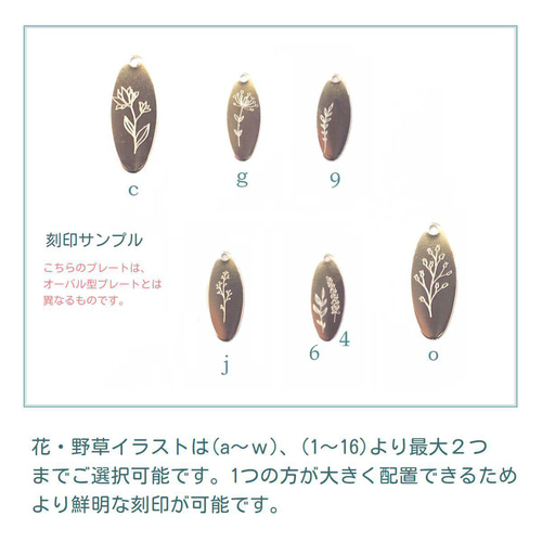 オリジナル刻印】ペンダントチャーム・ボタニカル柄・花・草 (シルバー