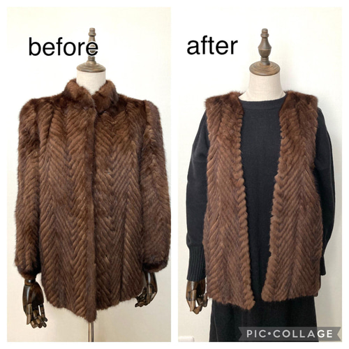 毛皮のジャケットをリメイク✨ すっきり今どきなファーベストに！ 洋服