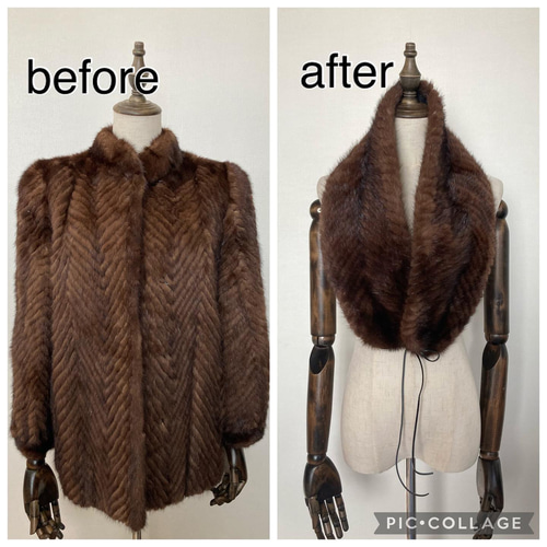 毛皮のジャケットをリメイク✨ すっきり今どきなファーベストに！ 洋服