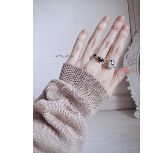 AAA ダルメシアンジャスパー 大粒 18kgp silver925 リング ＊ 指輪