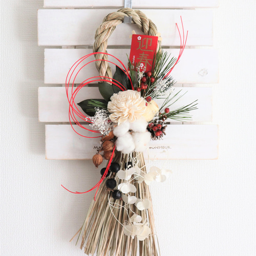 再販】綿の実 ナチュラルお正月飾り しめ縄・しめ飾り Rfactory 通販