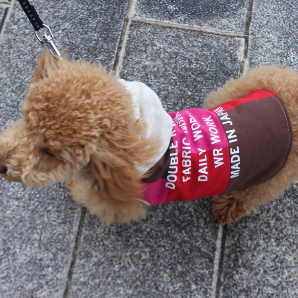 PATCH WORK HOODED SWEAT MAGENTA X BROWN X RED SIZE M 8枚目の画像