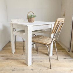 リサイクルウッド☆カフェテーブル 3 ホワイト　RW0170-WT 1枚目の画像