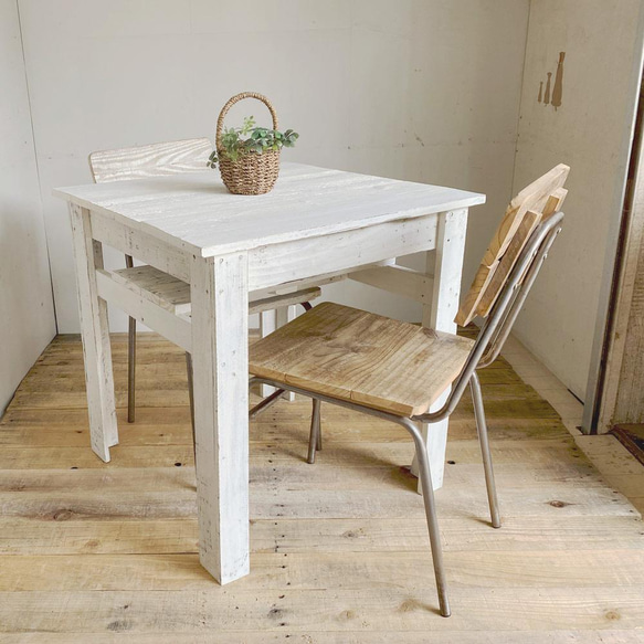 リサイクルウッド☆カフェテーブル 3 ホワイト　RW0170-WT 4枚目の画像