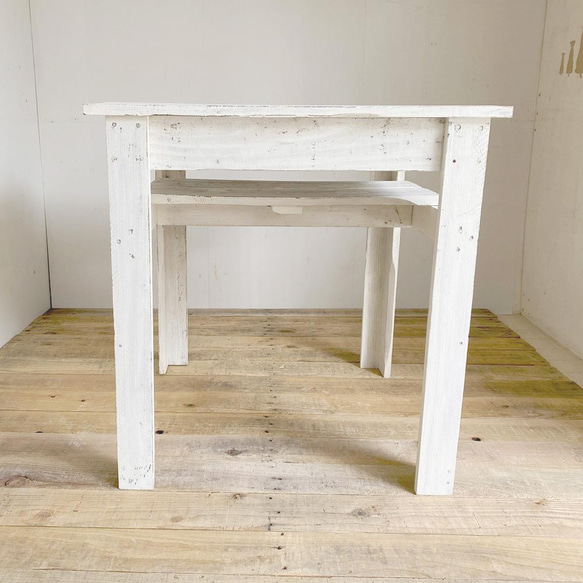 リサイクルウッド☆カフェテーブル 3 ホワイト　RW0170-WT 13枚目の画像