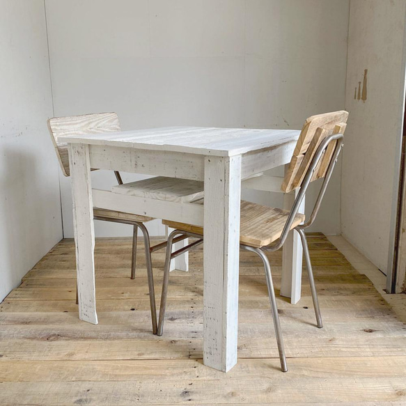 リサイクルウッド☆カフェテーブル 3 ホワイト　RW0170-WT 5枚目の画像