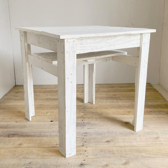 リサイクルウッド☆カフェテーブル 3 ホワイト　RW0170-WT 8枚目の画像