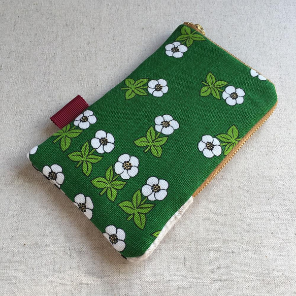 [免運費] 智能手機袋眼鏡盒筆盒綠色鄉村花朵 第1張的照片