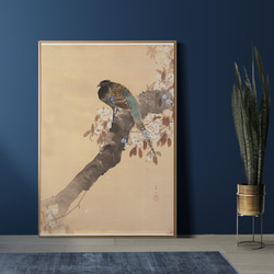 【NO.321】雉と桜の花鳥図の日本画アートポスター和柄☆お正月鳥和モダン和室インテリア雑貨A4A3A2A1B4B3B2 5枚目の画像