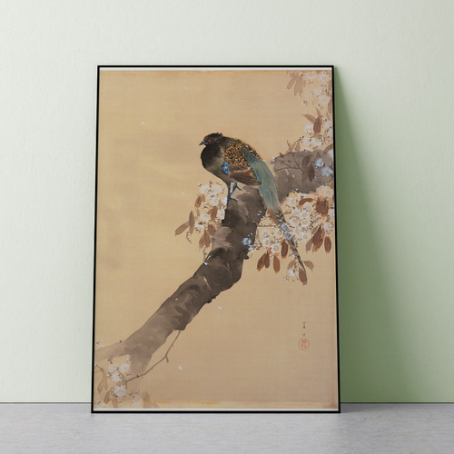 雉と桜花鳥図日本画アートポスター和柄お正月鳥和モダン和室 雉と桜花鳥図日本画アートポスター和柄お正月鳥和モダン和室