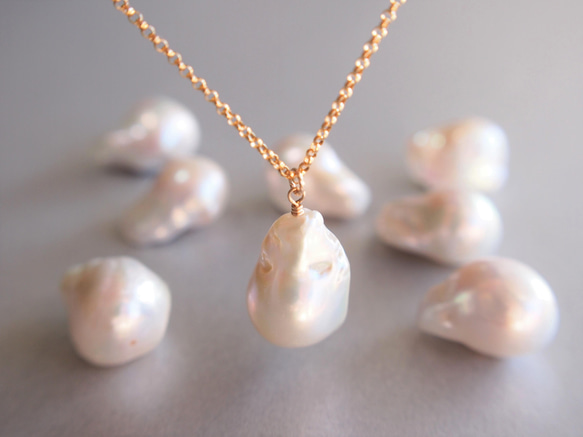 大幅値下げ　照り抜群　大粒淡水パール バロックパール ネックレス オイスター真珠 天然 オイスターバロック 淡水パール ネックレス ピンク | IKENAGA