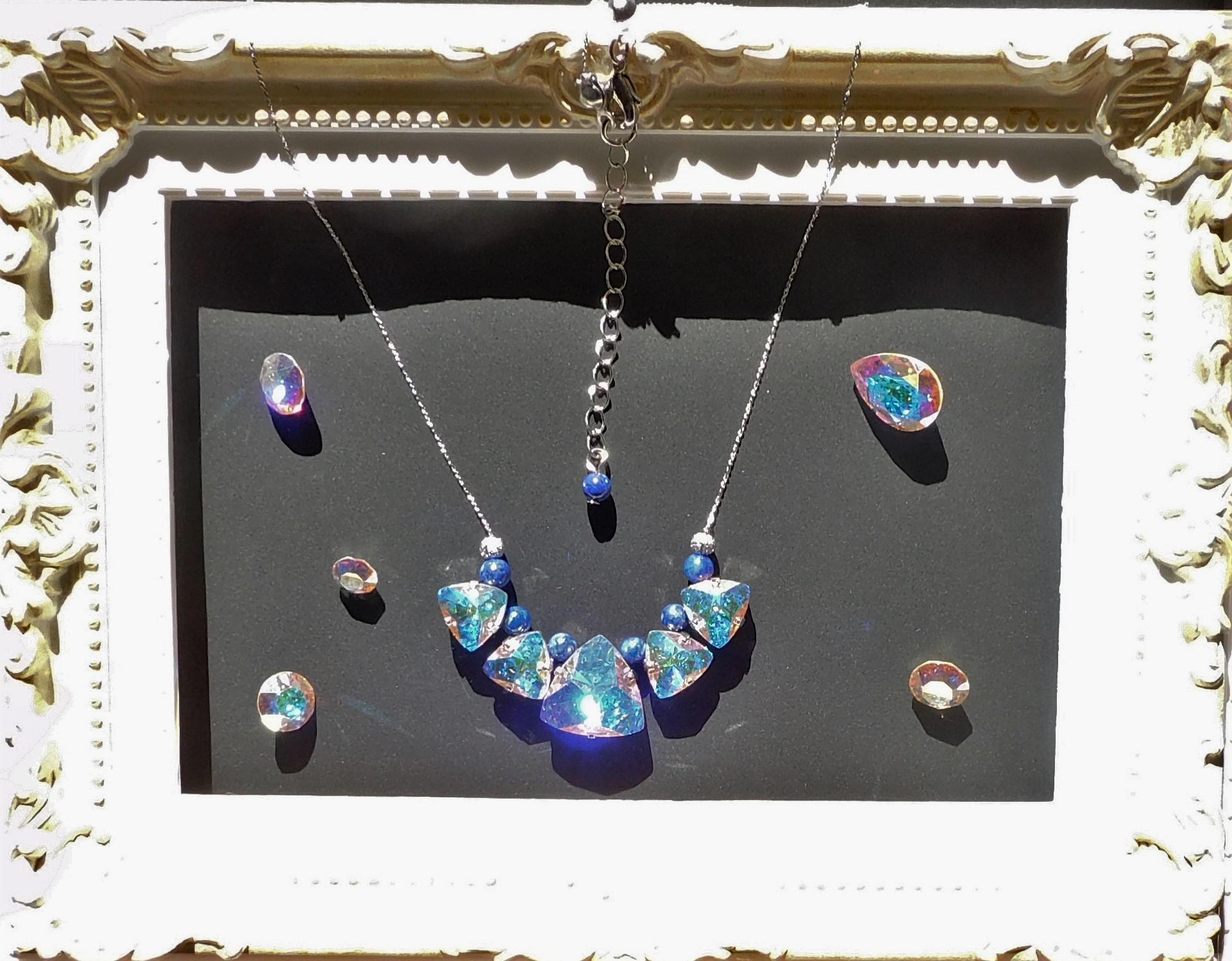 creema限定：スワロフスキーとラピスラズリのネックレス（カレイドスコープ）