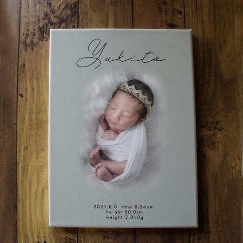 babyキャンバス フォトパネル ニューボーンフォト 命名書 33㎝×24