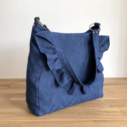 One Shoulder Frill Tote bag Blue 5枚目の画像