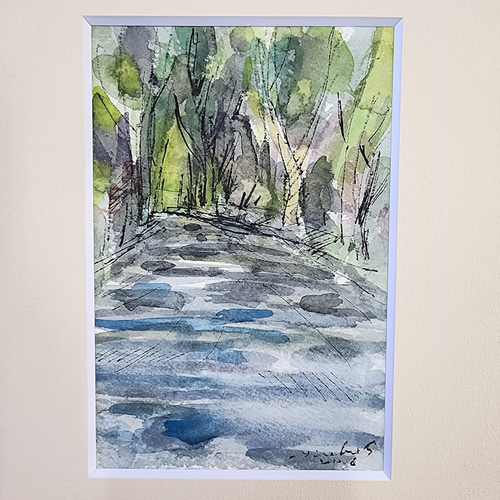 水彩画】「日溜の路 43」 石川（金沢） 絵画 アトリエZenkichi