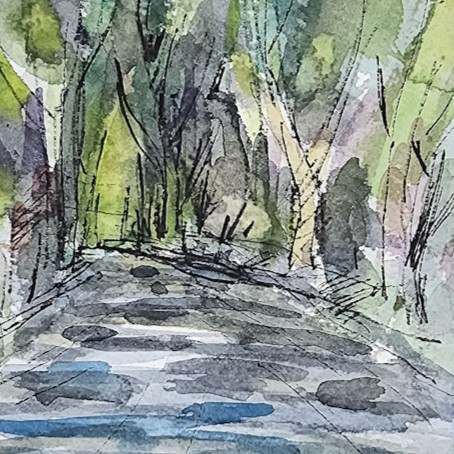 水彩画】「日溜の路 43」 石川（金沢） 絵画 アトリエZenkichi