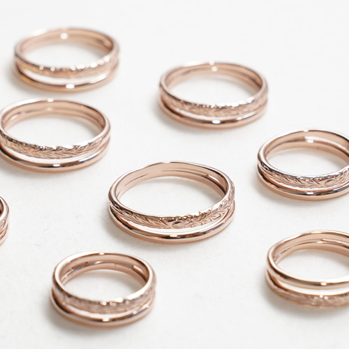 2連シンプル＊マイレリング＊重ね付け風＊ピンクゴールド《送料無料