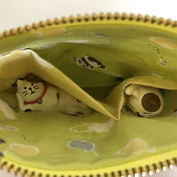猫 ココランド　ミニポーチ  ラミネート  マチあり　ポケットあり　13cm×10.5×マチ4.5cm　茶トラパッチ 4枚目の画像