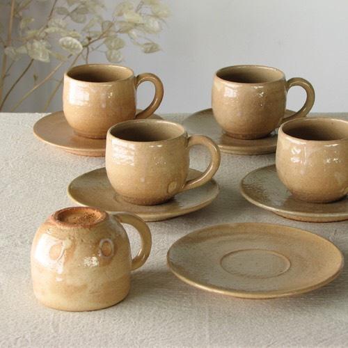 萩焼コーヒーカップ2 萩焼 2客 コーヒーカップ ソーサー - メルカリ