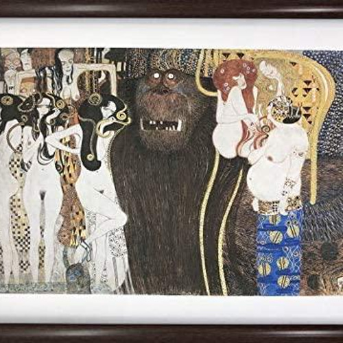 クリムト、ベートーヴェン・フリーズ2、希少画集画、新品額装付 クリムト、ベートーヴェン・フリーズ2、希少画集画、新品額装付